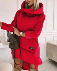 Load image into Gallery viewer, Asantewa Long Sleeve Hood Pocket Pullover Dress red
