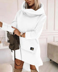 Load image into Gallery viewer, Asantewa Long Sleeve Hood Pocket Pullover Dress white
