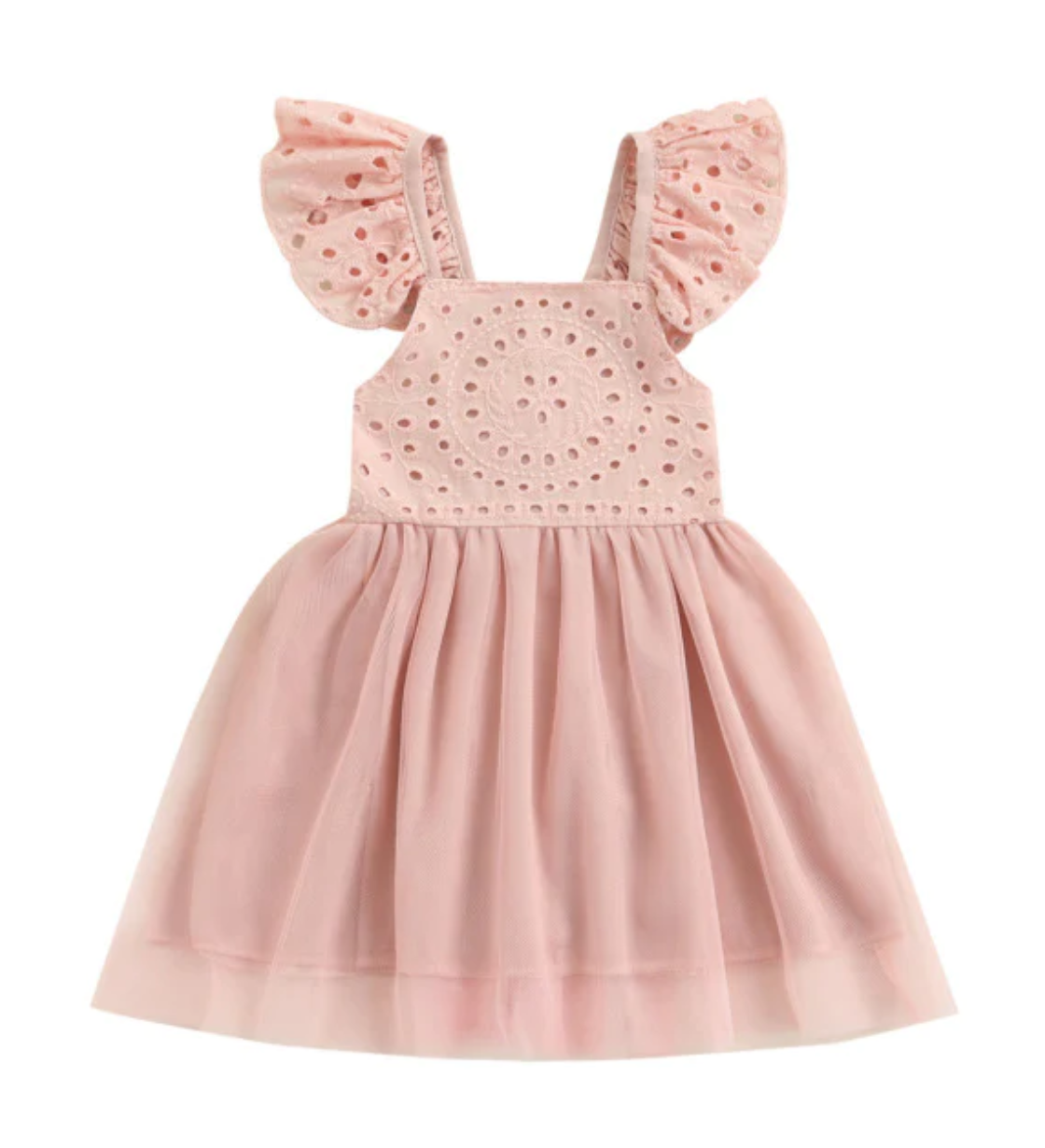 Chiffon Eyelet Lace Dress Elegance meets playful comfort Perfect for special occasions