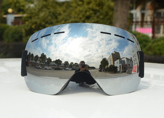 Aspen Ski Goggles Anti-fog and Sand-proof Large Spherical Glasses silver 