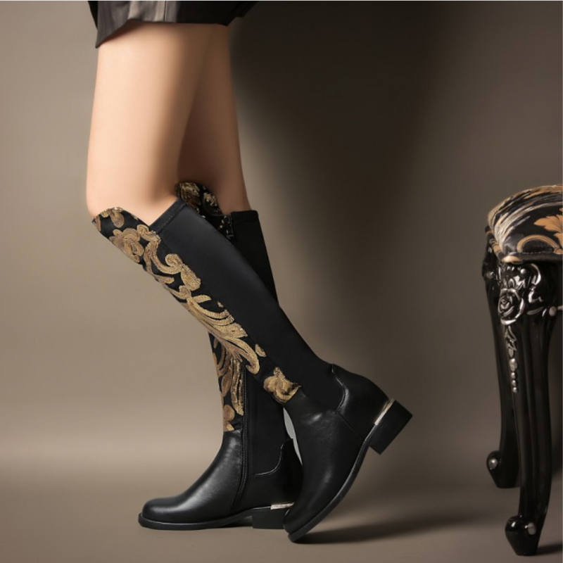 Azuraia Knight Cowhide Leather Boots