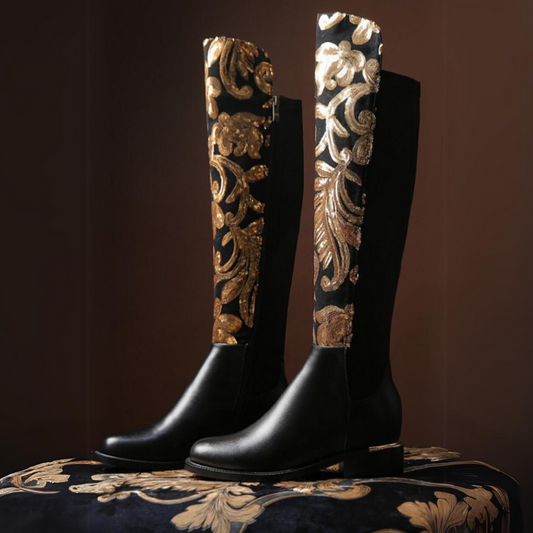 Azuraia Knight Cowhide Leather Boots