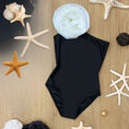 Load image into Gallery viewer, Ebonyrose One Shoulder, One-Piece Toddlers Swimsuit with White Rose Accent
