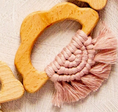 Load image into Gallery viewer, Organic Macramé Wood Teethers For Babies  Made in USA. Dusty Rose
