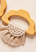 Load image into Gallery viewer, Organic Macramé Wood Teethers For Babies  Made in USA. Gray
