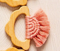 Load image into Gallery viewer, Organic Macramé Wood Teethers For Babies  Made in USA. Matte Pink
