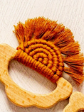 Load image into Gallery viewer, Organic Macramé Wood Teethers For Babies  Made in USA. Caramel
