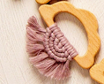 Load image into Gallery viewer, Organic Macramé Wood Teethers For Babies  Made in USA. Ash Purple
