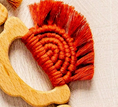 Load image into Gallery viewer, Organic Macramé Wood Teethers For Babies  Made in USA. Brick Red
