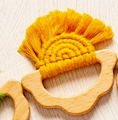 Load image into Gallery viewer, Organic Macramé Wood Teethers For Babies  Made in USA. Mustard
