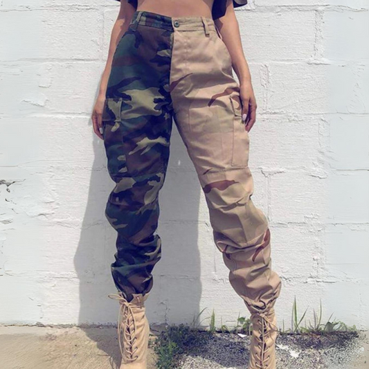 Becca Camouflage Color Block Cargo Pants