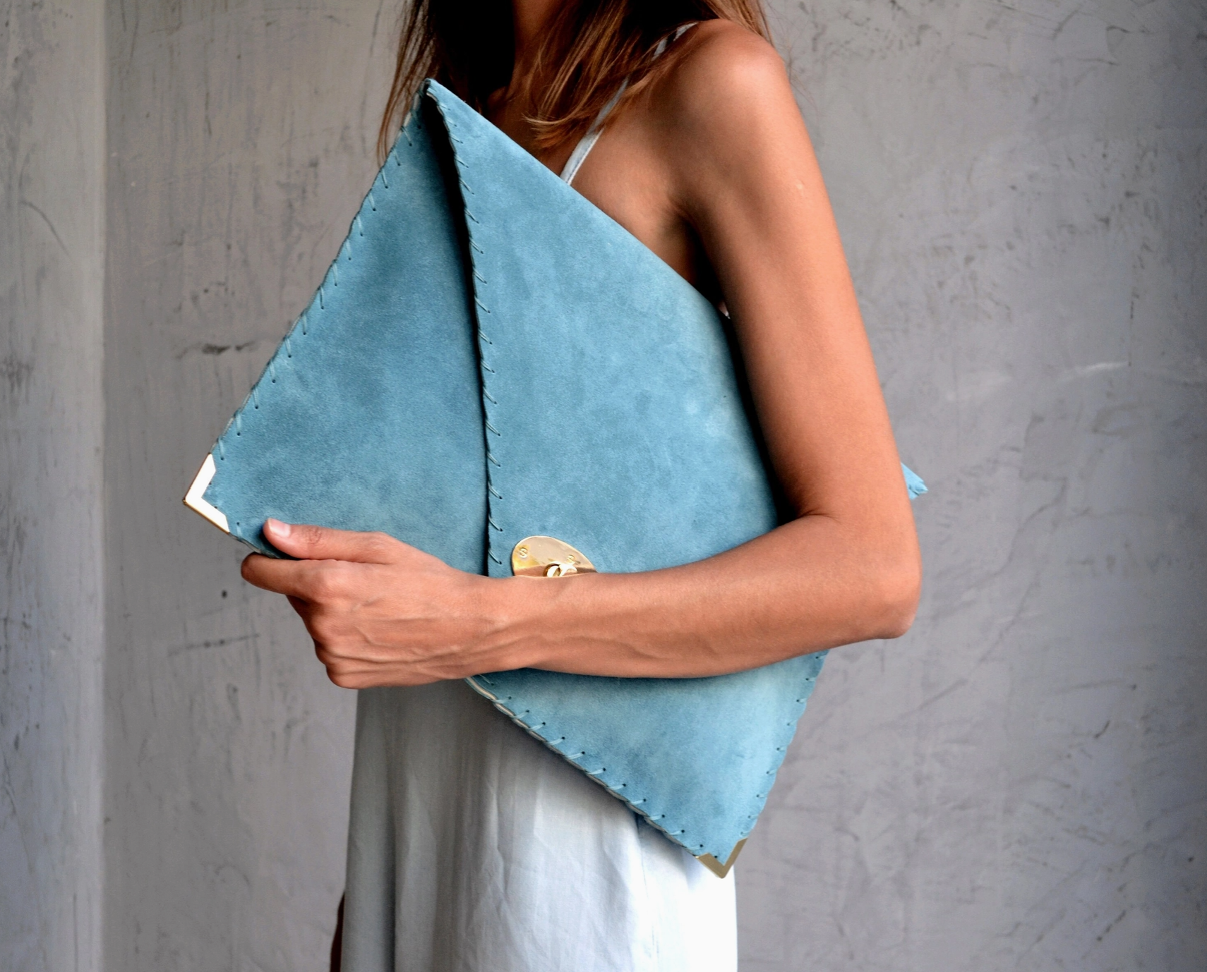 Betty Denim Blue Envelope Clutch Bag