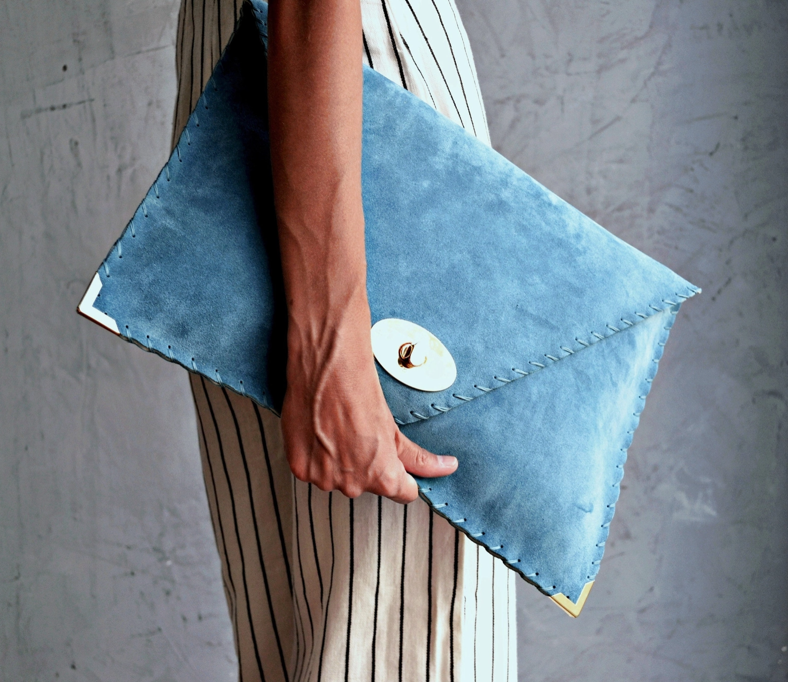 Betty Denim Blue Envelope Clutch Bag