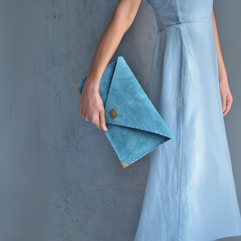 Betty Denim Blue Envelope Clutch Bag