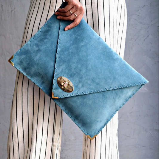 Betty Denim Blue Envelope Clutch Bag