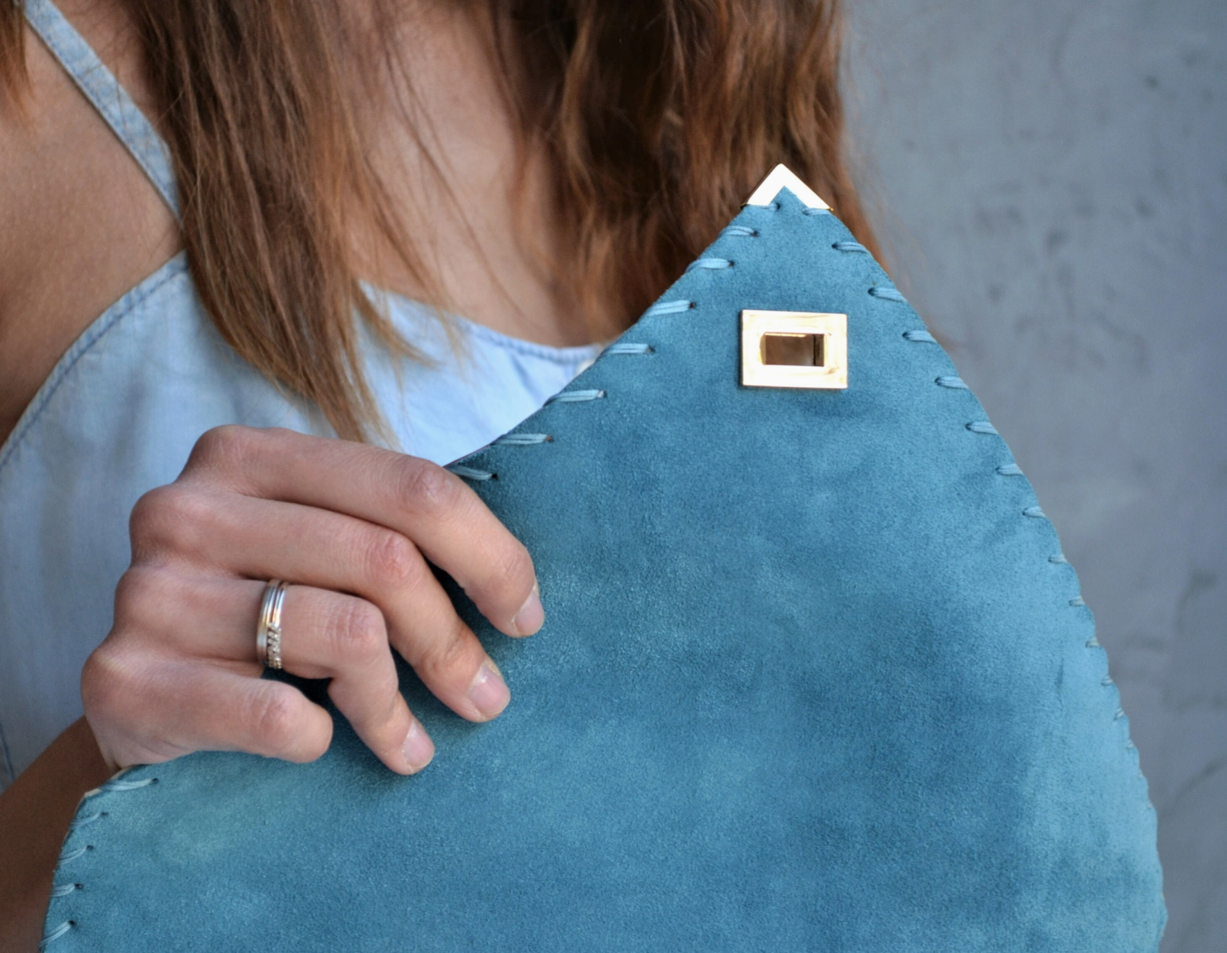 Betty Denim Blue Envelope Clutch Bag