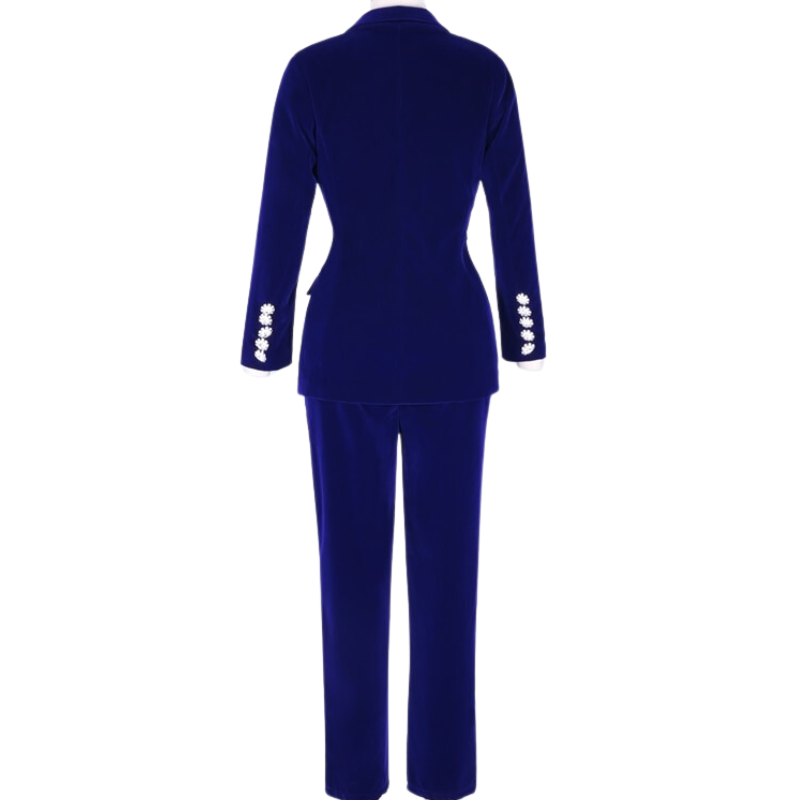 Bravessa Slim Fit Women's Velvet Two-Piece Suit
