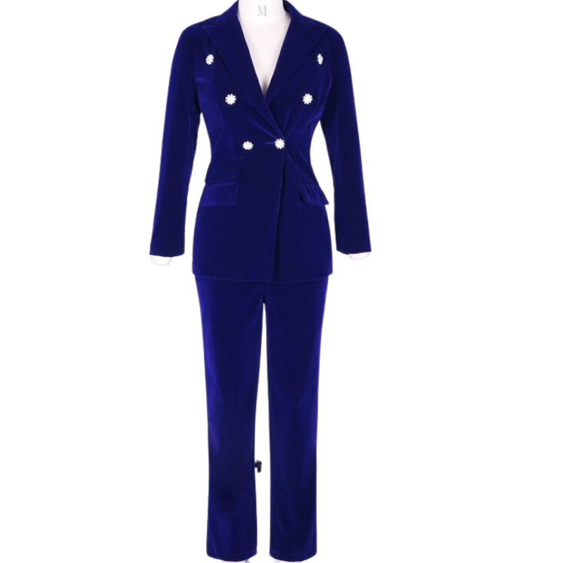 Bravessa Slim Fit Women's Velvet Two-Piece Suit
