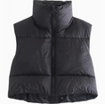 Load image into Gallery viewer, Bridgette Cotton Puffy Cropped Stand-up Collar Vest Black
