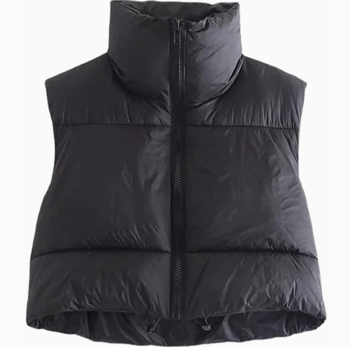 Bridgette Cotton Puffy Cropped Stand-up Collar Vest Black