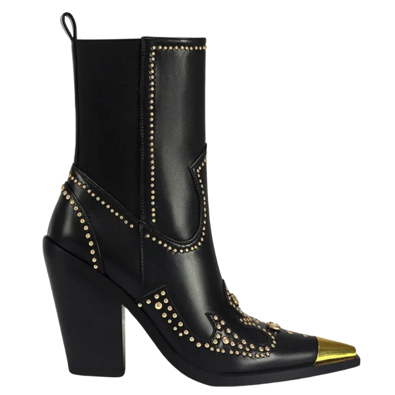 Cantoria Black Studded Ankle Bootie