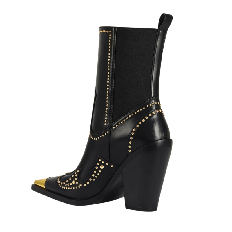 Cantoria Black Studded Ankle Bootie