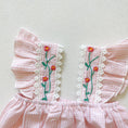 Load image into Gallery viewer, Layla Baby Pink Plaid Jacquard Embroidered Cherries Romper
