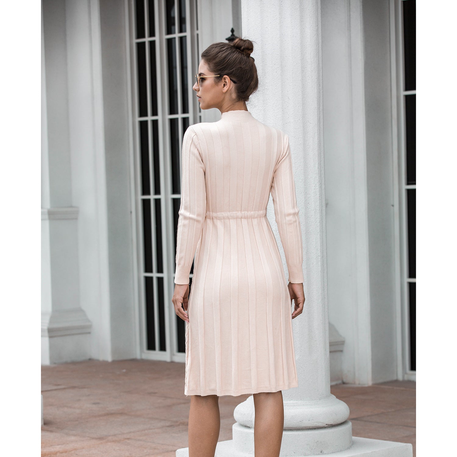 Cindy Sweater dress apricot side back