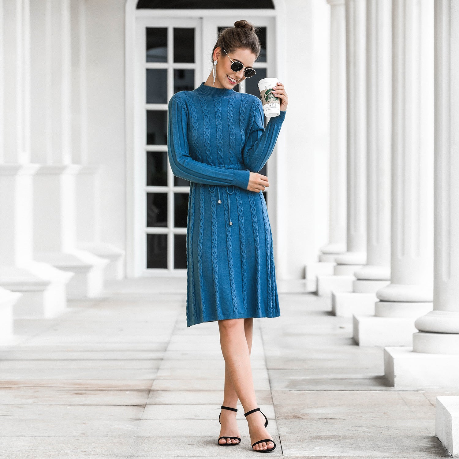 Cindy Sweater dress blue styled