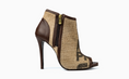 Load image into Gallery viewer, Coco Annie Coffee Burlap Peep Toe Ankle Boots
