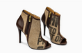 Load image into Gallery viewer, Coco Annie Coffee Burlap Peep Toe Ankle Boots
