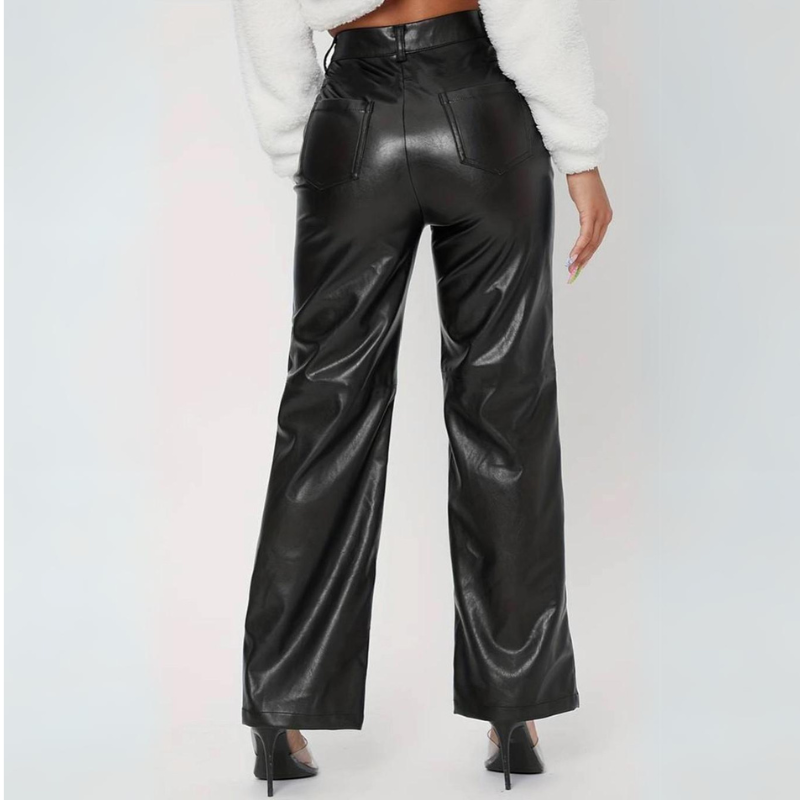 Elektra Black Vegan Leather Pants back