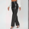 Load image into Gallery viewer, Elektra Black Vegan Leather Pants side
