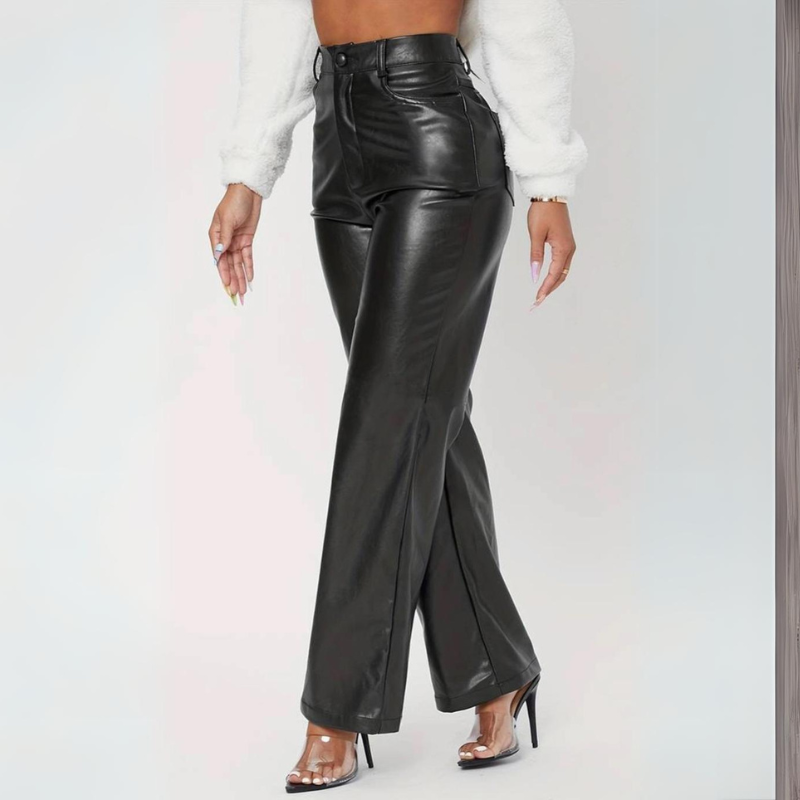 Elektra Black Vegan Leather Pants side