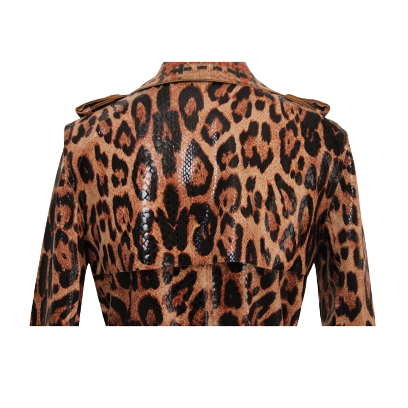 Elextra British-Style Leopard Trench Coat