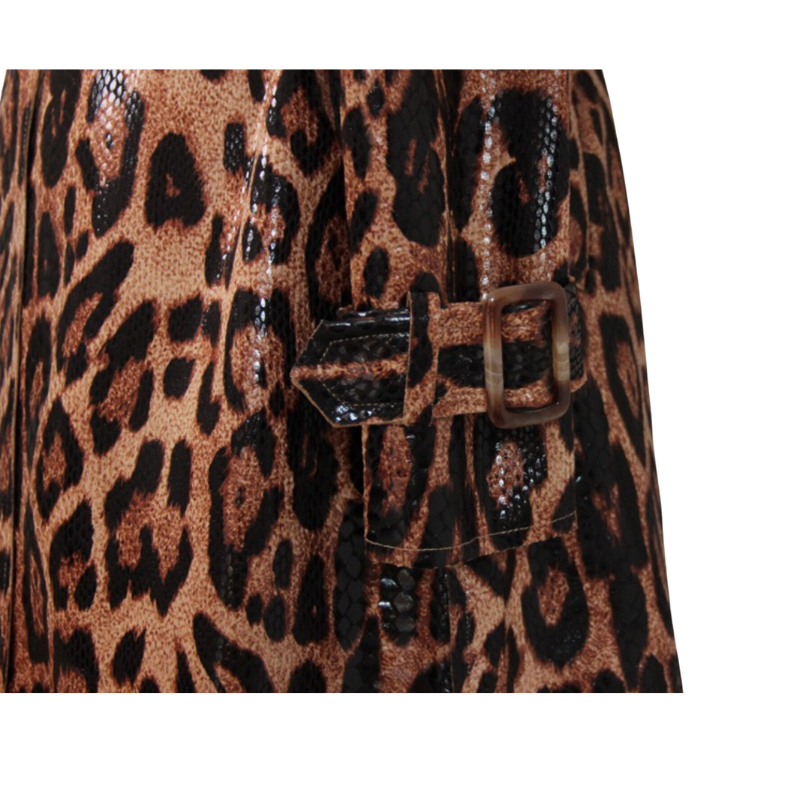 Elextra British-Style Leopard Trench Coat