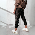 Load image into Gallery viewer, Eshe Women Black Leather Jogger back
