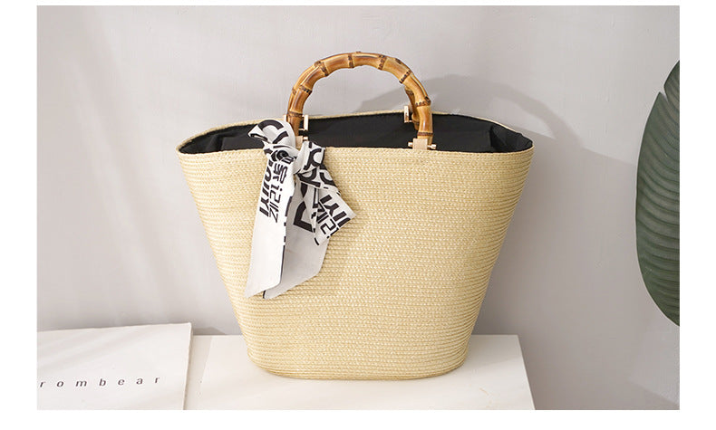 Faya Large Capacity Niche Straw Woven Beach Summer Handbag