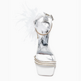 Load image into Gallery viewer, Feathira White Stiletto Feather Crystal Sandal Heels
