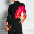 Load image into Gallery viewer, Fleetra Contrast Color Printed Long Sleeves Mock Neck Top
