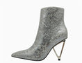 Load image into Gallery viewer, Gia Pointed Toe Bootie on Gold Triangle Heel
