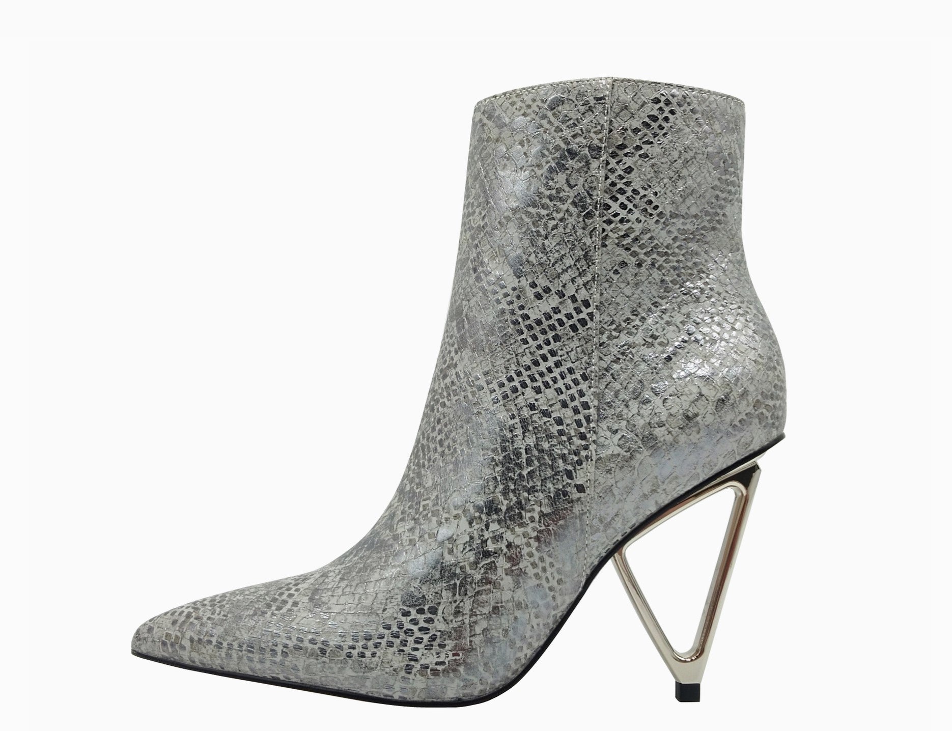 Gia Pointed Toe Bootie on Gold Triangle Heel