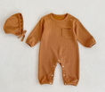 Load image into Gallery viewer, Harper 2 Piece Onesie + Hat Set</strong> – the perfect spring outfit for your little one's morning adventures! Made from 95% cotton, this set is not only soft and cozy but also durable for those active playtimes.
