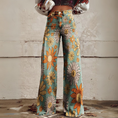 Load image into Gallery viewer, Hendrix Printed Wide Leg Flared Pants  Flower Psychedelic
