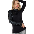 Load image into Gallery viewer, Irana Faux Leather Scales Turtleneck Top
