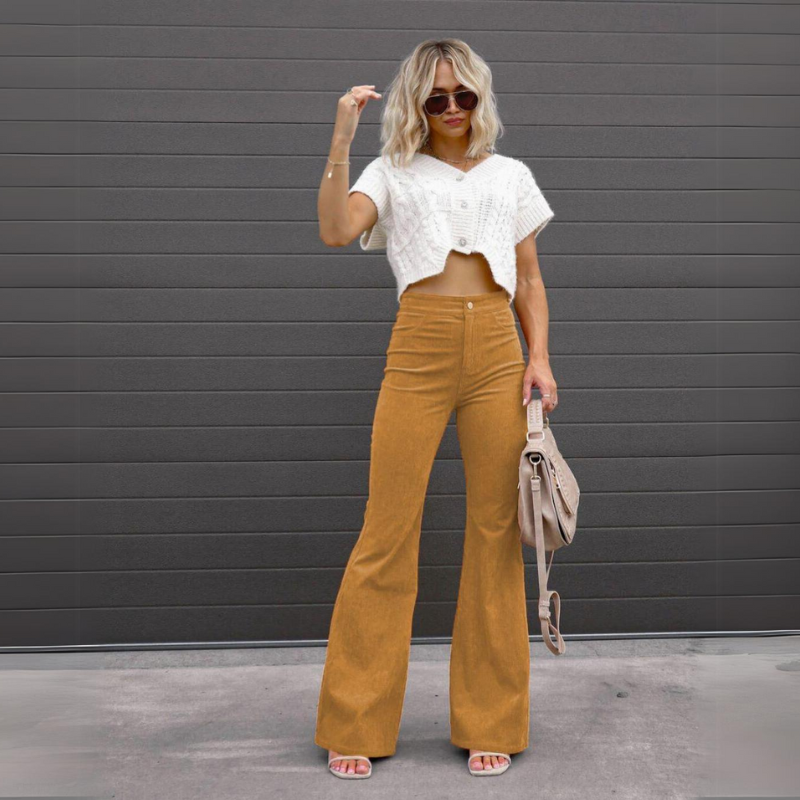 Ivanessa Corduroy High Waisted Bell Bottom Pants