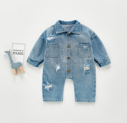 Jordan Distress Denim Jumpsuit