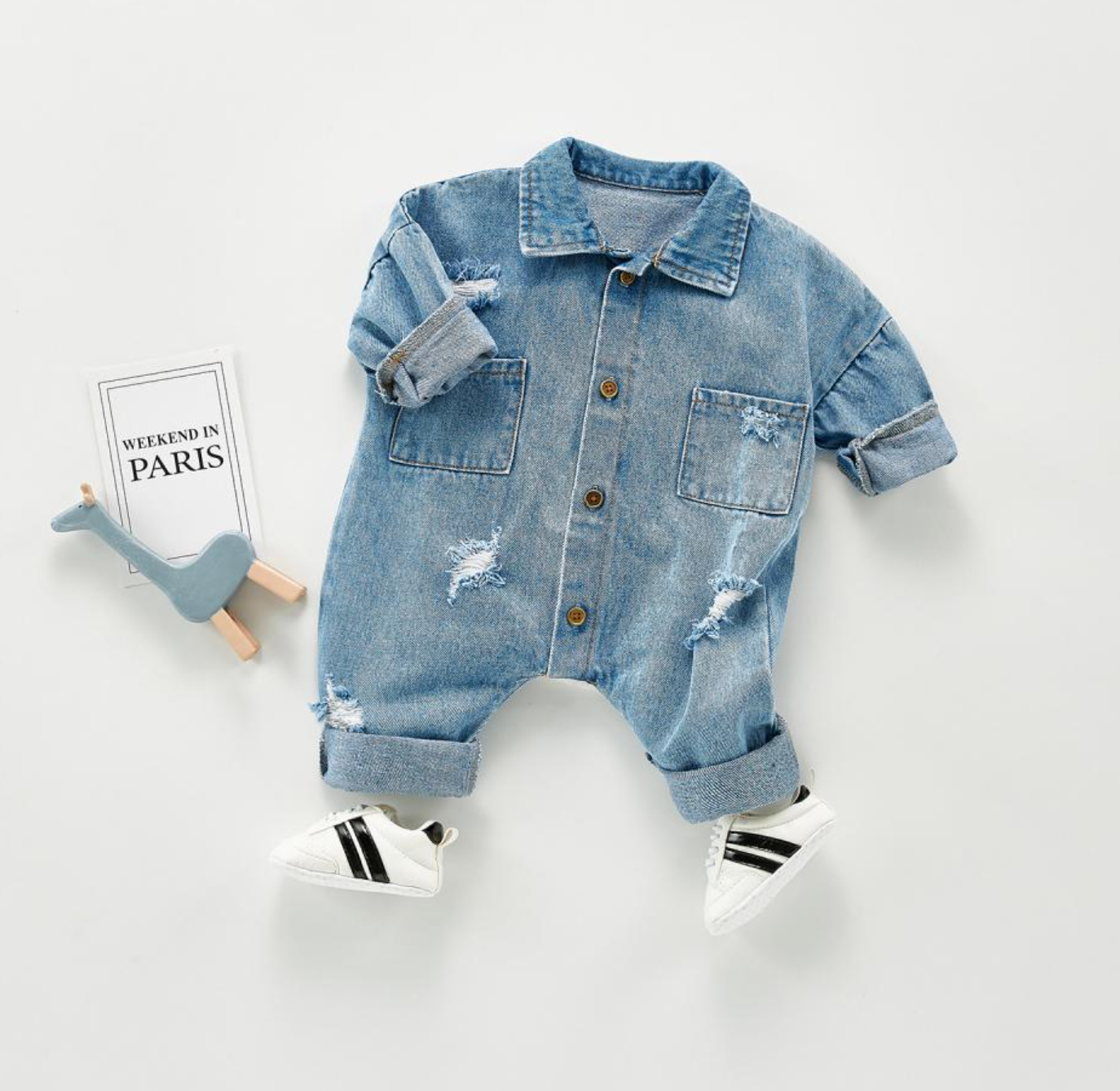 Jordan Distress Denim Jumpsuit