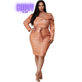 Load image into Gallery viewer, Khadija Cold Shoulder Faux Leather Mauve Mini Dress
