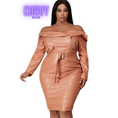 Load image into Gallery viewer, Khadija Cold Shoulder Faux Leather Mauve Mini Dress
